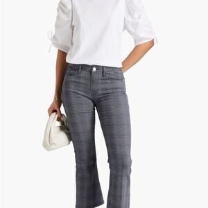 FRAME Plaid Bootcut Wide Leg Denim Jeans Black & White Preppy Academia 32"